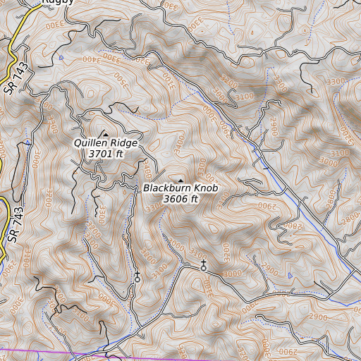OpenTopoMap map of Blackburn Knob, VA