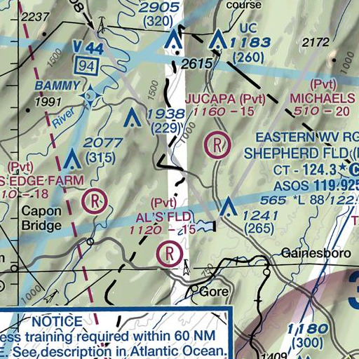FAA VFR chart of Chine Spring Knob, VA