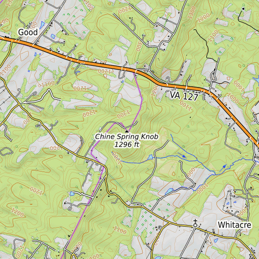OpenTopoMap map of Chine Spring Knob, VA