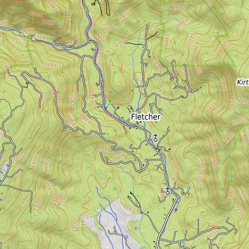 OpenTopoMap map of Fletcher, VA