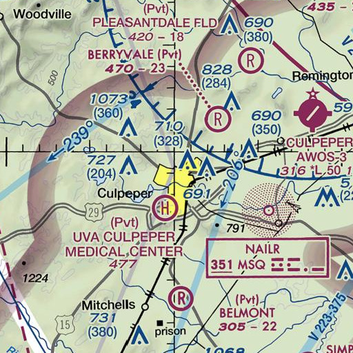 FAA VFR chart of Culpeper Christian School, VA