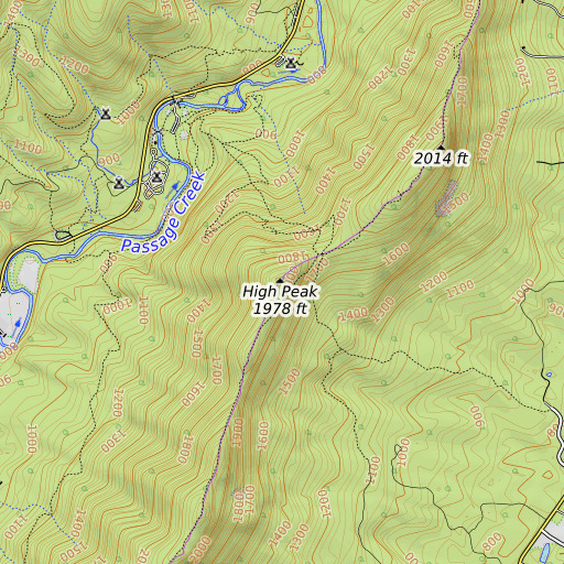 OpenTopoMap map of High Peak, VA
