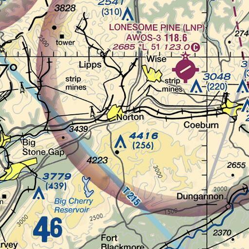 FAA VFR chart of Pickem Mountain, VA