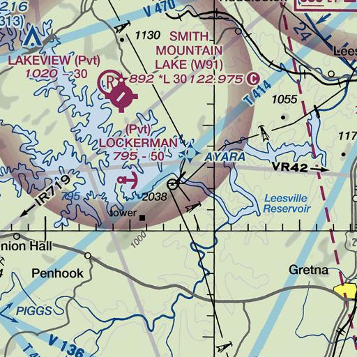 FAA VFR chart of Smith Mountain Dam, VA