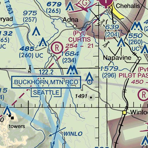 FAA VFR chart of Crego Hill, WA