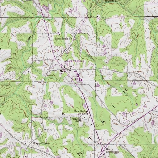 USGS 24K topo map of Ider School, AL