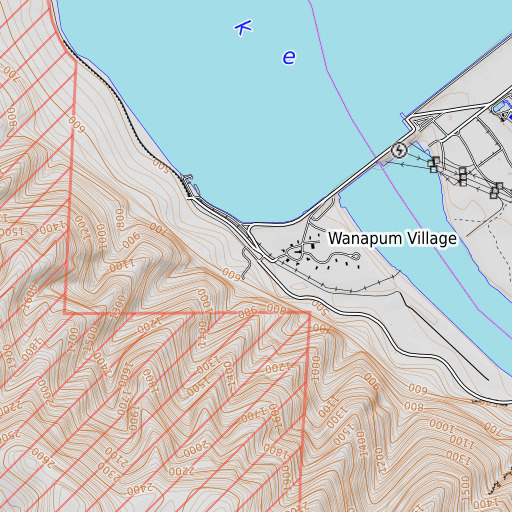 OpenTopoMap map of Priest Rapids, WA