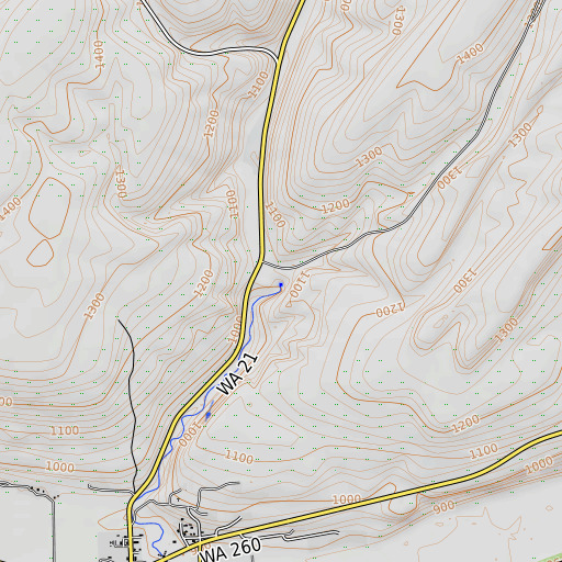 OpenTopoMap map of Rainbow Spring, WA