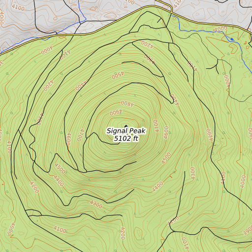 OpenTopoMap map of Signal Peak, WA