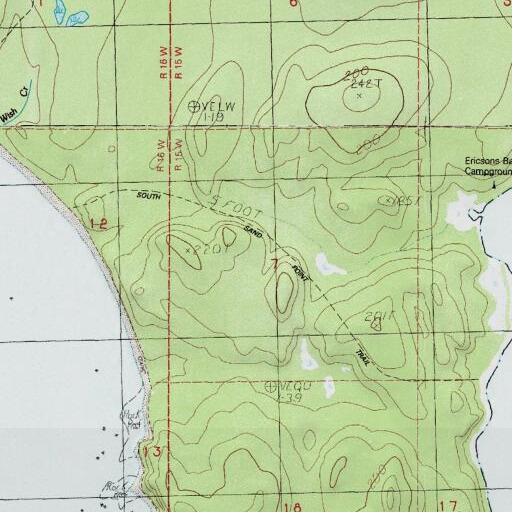 USGS 24K topo map of South Sand Point Trail, WA