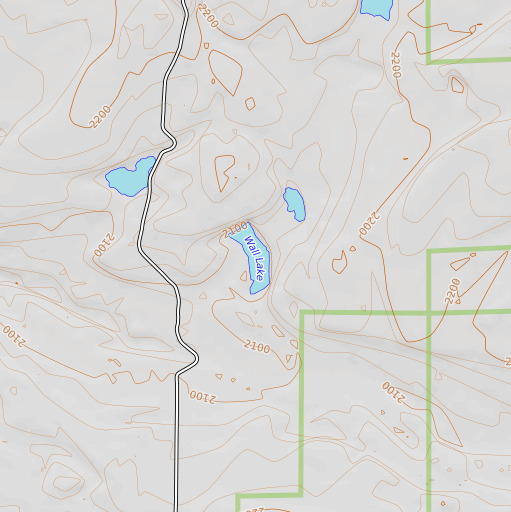 OpenTopoMap map of Wall Lake, WA