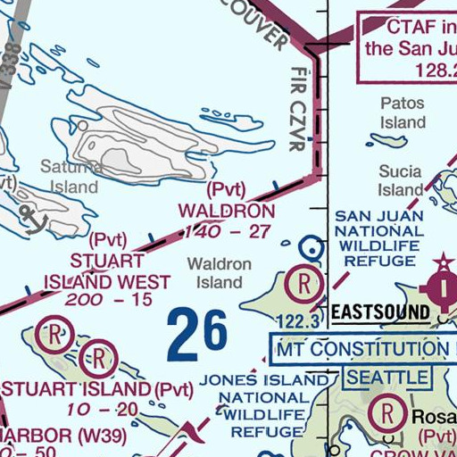 FAA VFR chart of Boundary Pass, WA