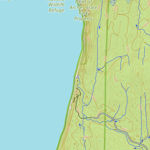 OpenTopoMap map of Seafield Creek, WA