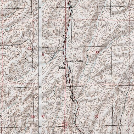 USGS 24K topo map of Thiel, WA