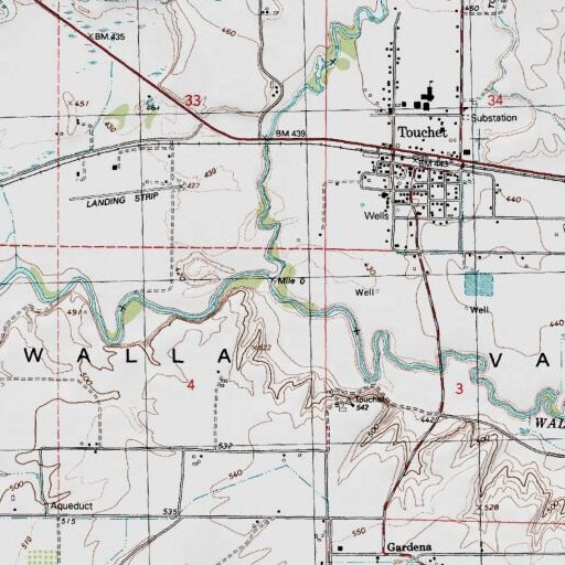 USGS 24K topo map of Touchet River, WA