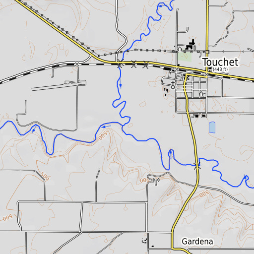 OpenTopoMap map of Touchet River, WA