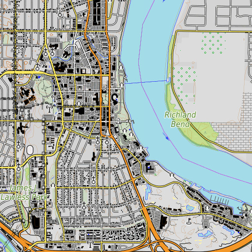 OpenTopoMap map of Howard Amon Park, WA