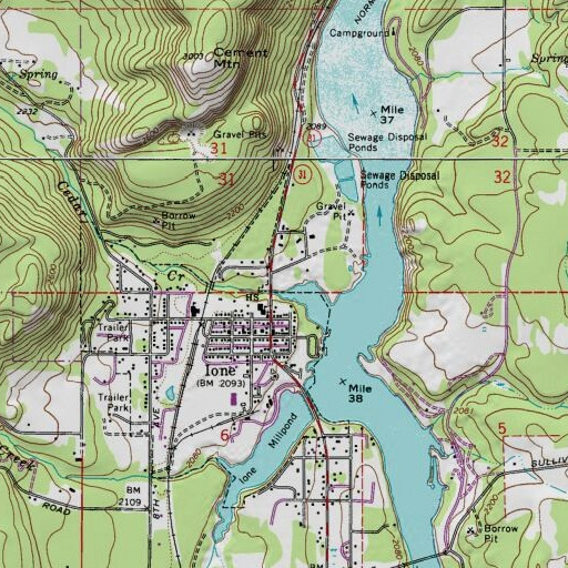 USGS 24K topo map of Cedar Creek, WA