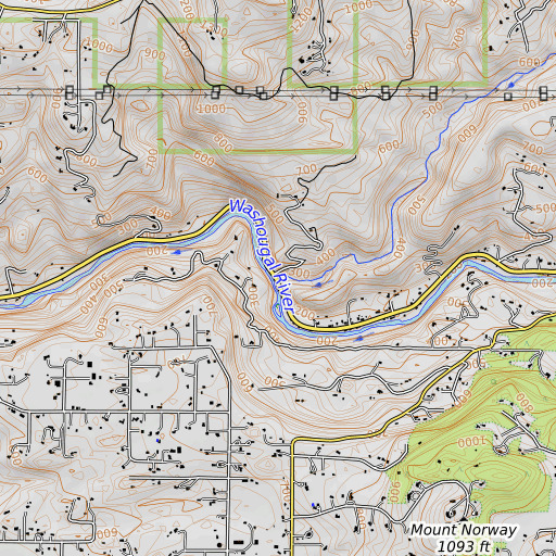 OpenTopoMap map of Cougar Creek, WA
