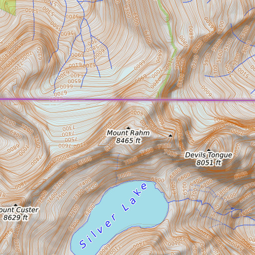 OpenTopoMap map of Custer Ridge, WA