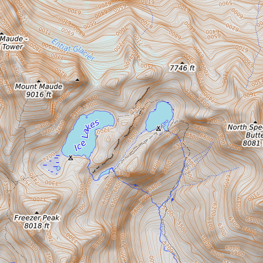 OpenTopoMap map of Ice Lakes, WA