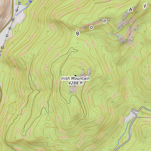 OpenTopoMap map of Irish Mountain, WA