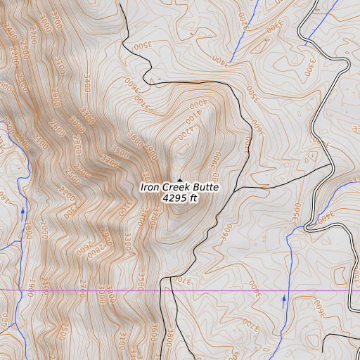 OpenTopoMap map of Iron Creek Butte, WA