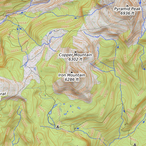 OpenTopoMap map of Iron Mountain, WA