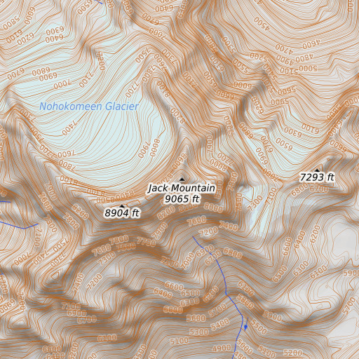 OpenTopoMap map of Jack Mountain, WA