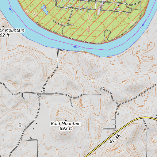 OpenTopoMap map of Mascus Spring, AL