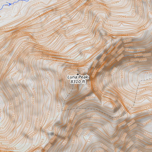 OpenTopoMap map of Luna Peak, WA