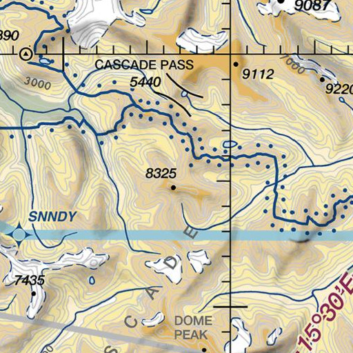 FAA VFR chart of Middle Cascade Glacier, WA