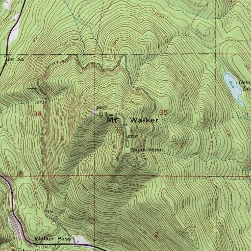 USGS 24K topo map of Mount Walker, WA