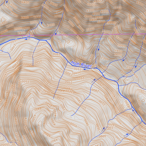 OpenTopoMap map of Olympic Mountains, WA