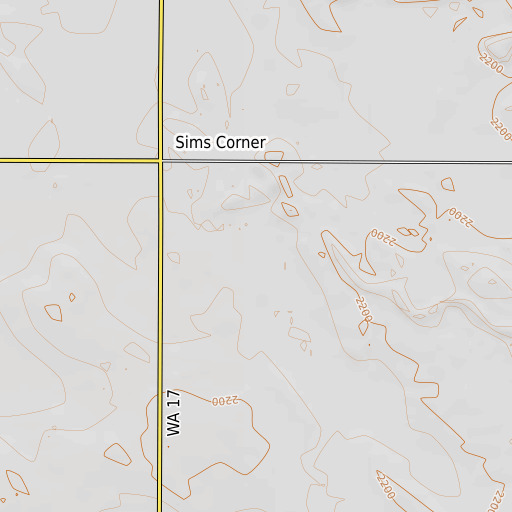 OpenTopoMap map of Sims Coner Dam, WA