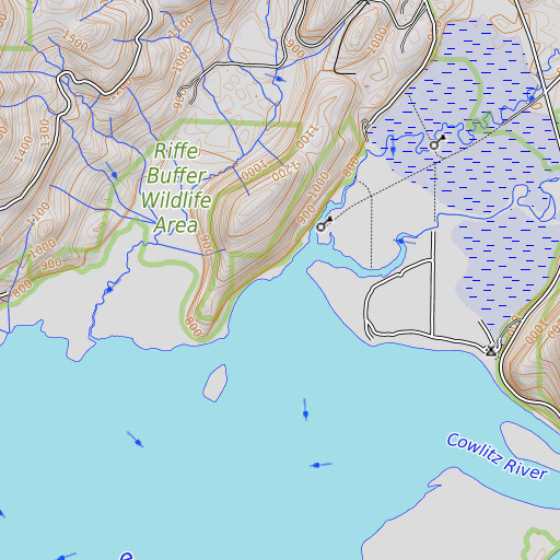 OpenTopoMap map of Rainey Creek, WA