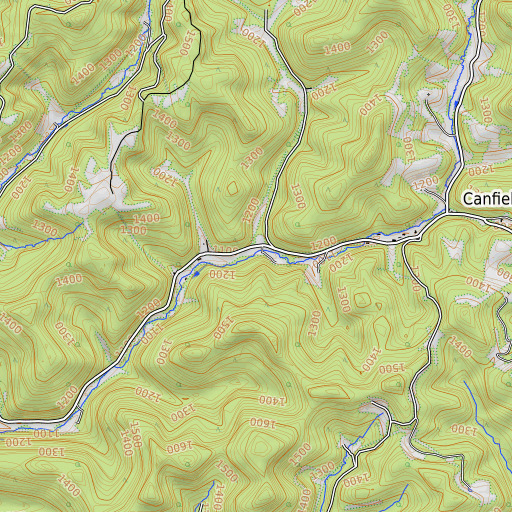 OpenTopoMap map of Buckeye Fork, WV