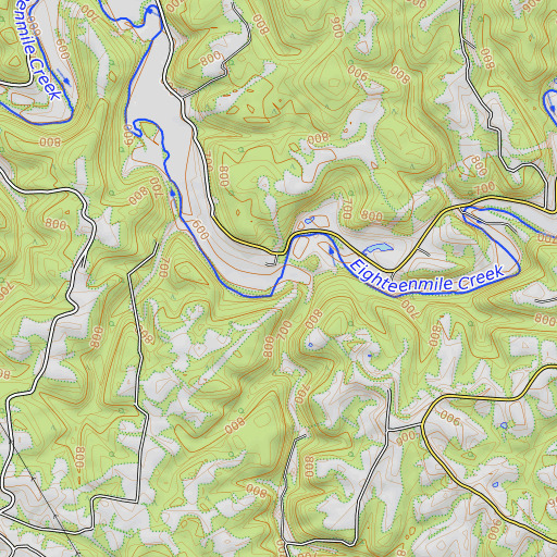 OpenTopoMap map of Buffalo Branch, WV