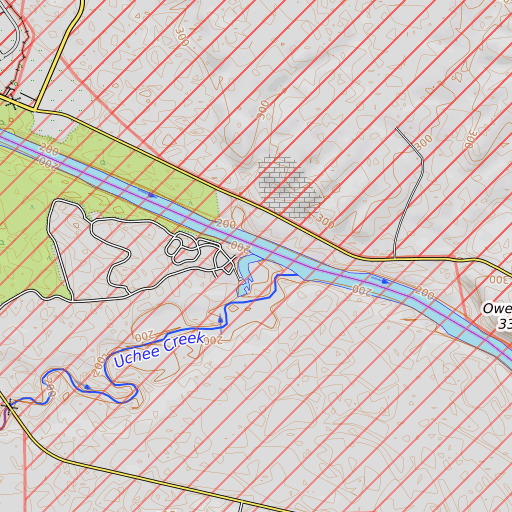 OpenTopoMap map of Uchee Creek, AL
