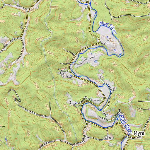 OpenTopoMap map of Cooper Branch, WV