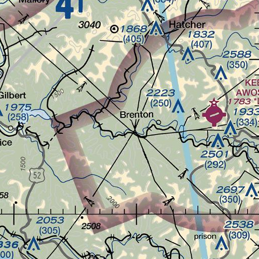 FAA VFR chart of David Branch, WV