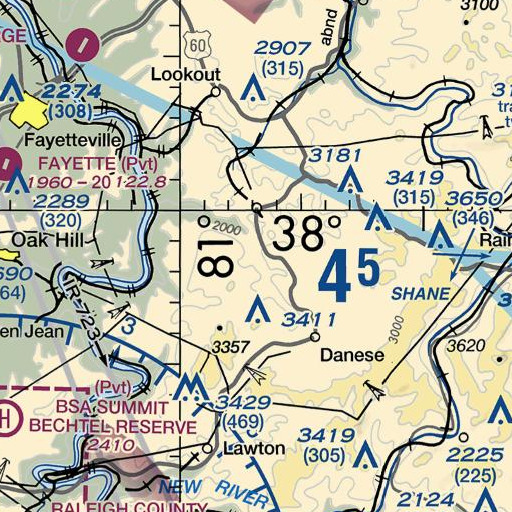 FAA VFR chart of Davis Branch, WV