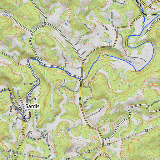 OpenTopoMap map of Gregory Run, WV