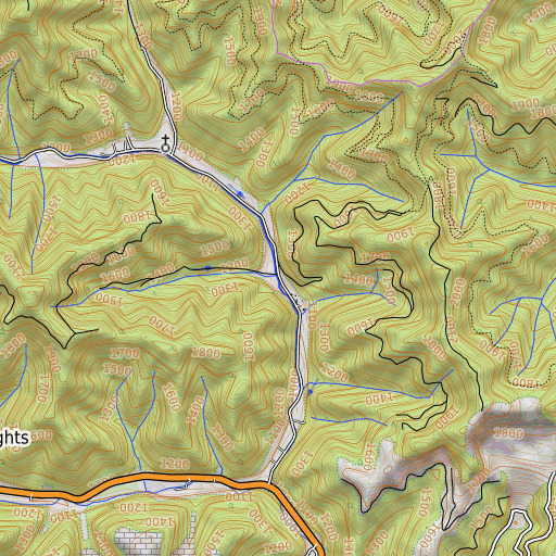 OpenTopoMap map of Henry Branch, WV