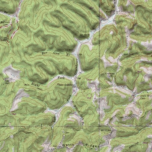 USGS 24K topo map of Left Fork Greenbrier Creek, WV