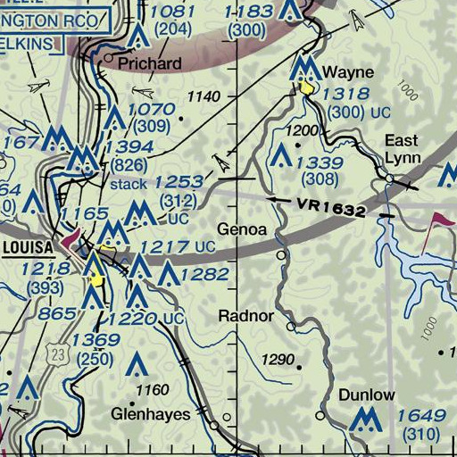 FAA VFR chart of Left Fork Greenbrier Creek, WV