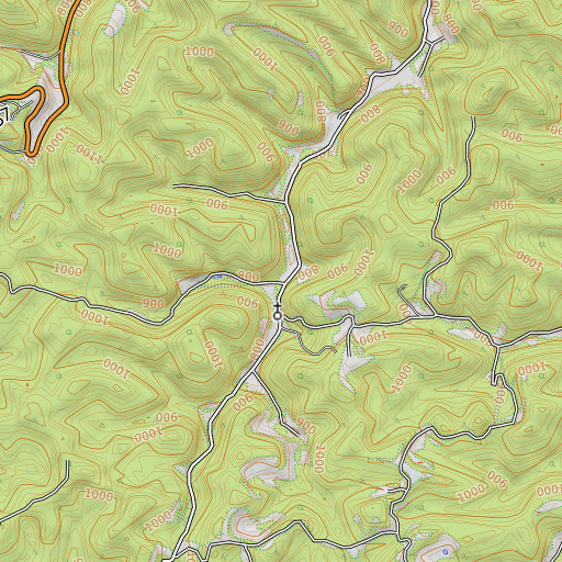 OpenTopoMap map of Left Fork Greenbrier Creek, WV