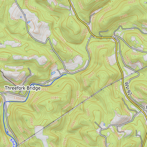 OpenTopoMap map of Lick Run, WV