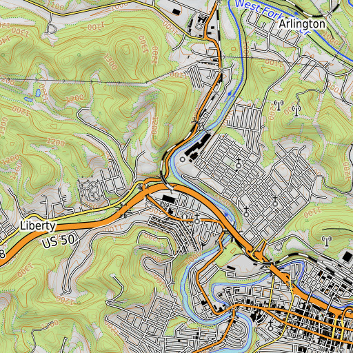 OpenTopoMap map of Limestone Run, WV