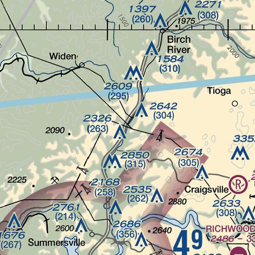 FAA VFR chart of Lower Spruce Run, WV